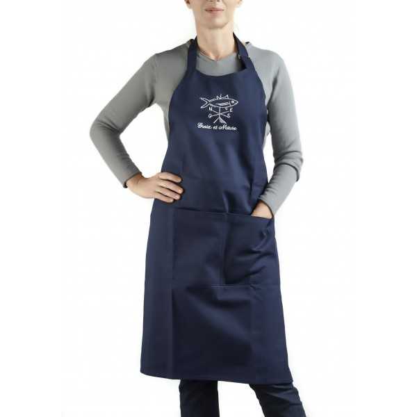 Embroidered navy blue Apron "Signé Annha"