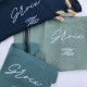 Groix Embroidered Aqua Sea Blue Linen Tea Towel