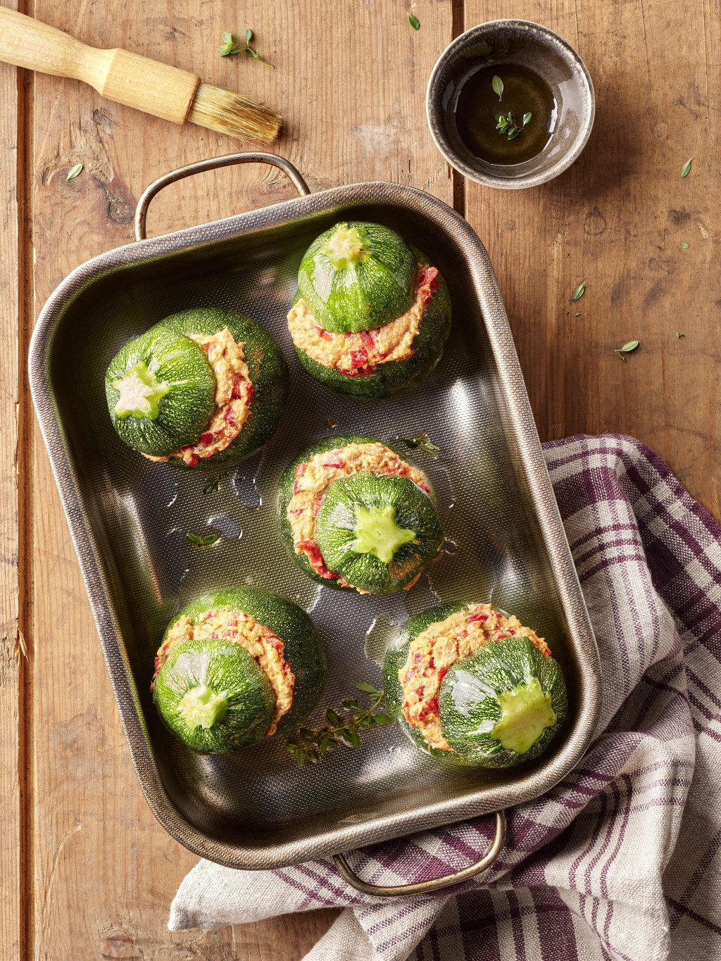 Courgettes stuffed with Dorade rillettes