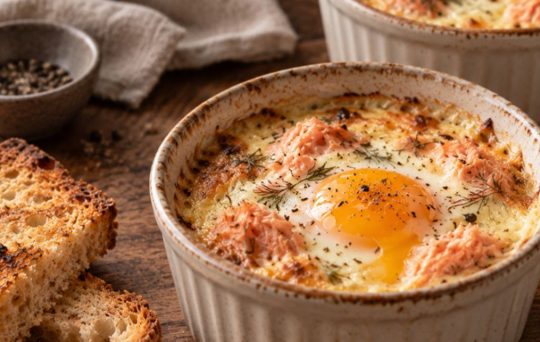 Œuf cocotte au saumon